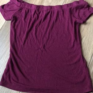 Burgundy off the shoulder crop top